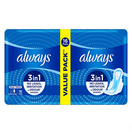 Always 3-in-1 Maxi Thick (Extra Long) Sanitary Pads, 16 Pads - Vitamins House