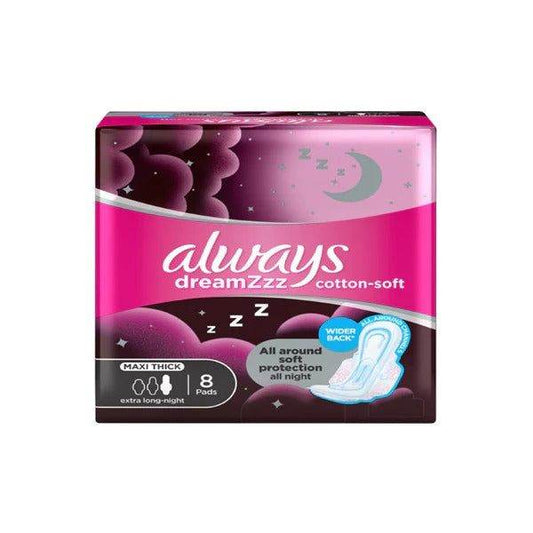 Always Dreamzzz 2-in-1 Maxi Thick (Extra Long-Night) Sanitary Pads, 8 Ct - Vitamins House