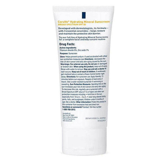 CeraVe Hydrating Mineral Sunscreen SPF 50 Face Lotion - Vitamins House
