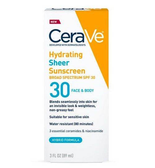 Cerave Hydrating Sheer Sunscreen Spf 30 Face & Body 89Ml - Vitamins House Cerave Hydrating Sheer Sunscreen Spf 30 Face & Body 89Ml - Vitamins House