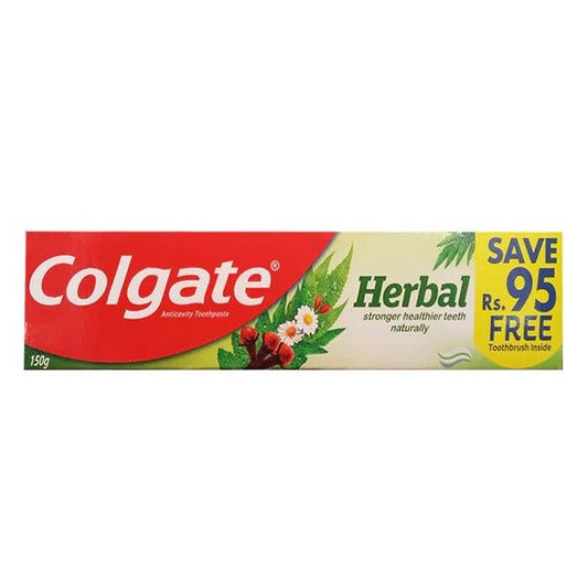 Colgate Herbal Anticavity Toothpaste with Free Toothbruh, 150g - Vitamins House