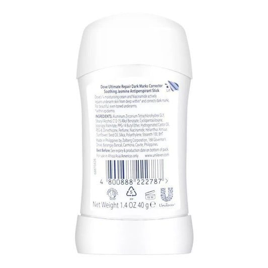 Dove Ultimate Repair 48H Anti-Perspirant Soothing Jasmine Deodorant Stick, 40g - Vitamins House