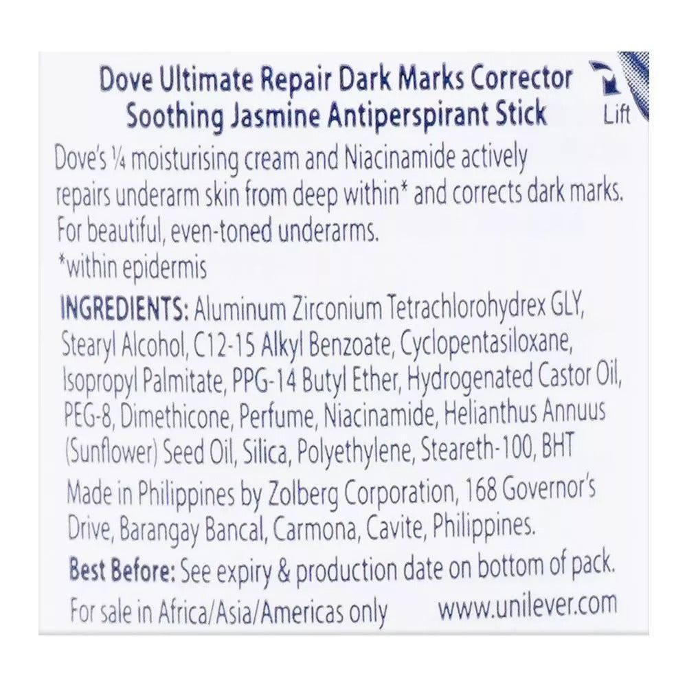 Dove Ultimate Repair 48H Anti-Perspirant Soothing Jasmine Deodorant Stick, 40g - Vitamins House Dove Ultimate Repair 48H Anti-Perspirant Soothing Jasmine Deodorant Stick, 40g - Vitamins House
