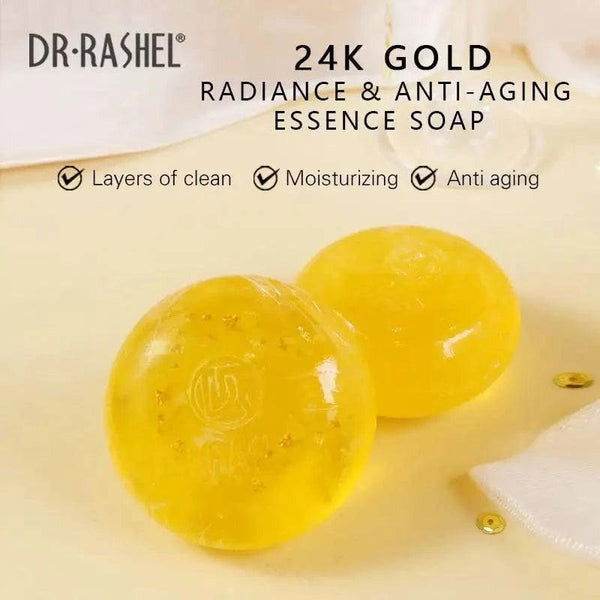 Dr.Rashel 24K Gold Radiance & Anti Aging Essence Soap - 100gms - Vitamins House Dr.Rashel 24K Gold Radiance & Anti Aging Essence Soap - 100gms - Vitamins House