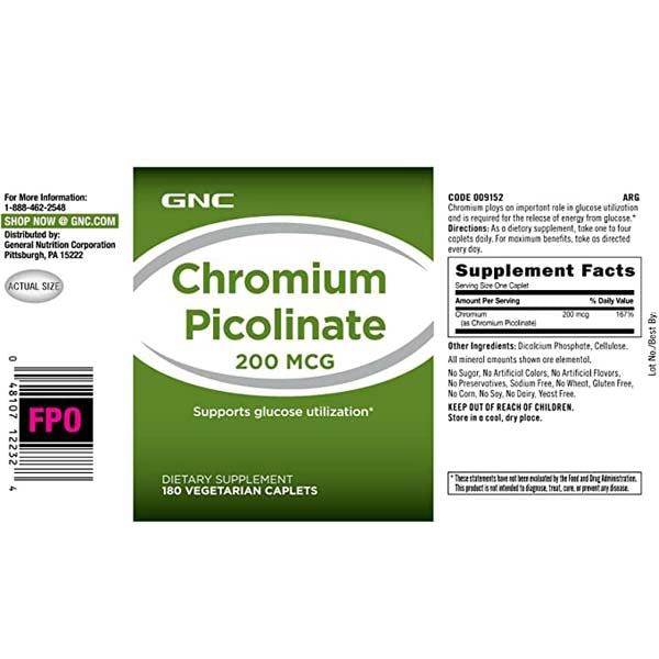 GNC Chromium Picolinate 200mcg – 90 Tablets - Vitamins House GNC Chromium Picolinate 200mcg – 90 Tablets - Vitamins House