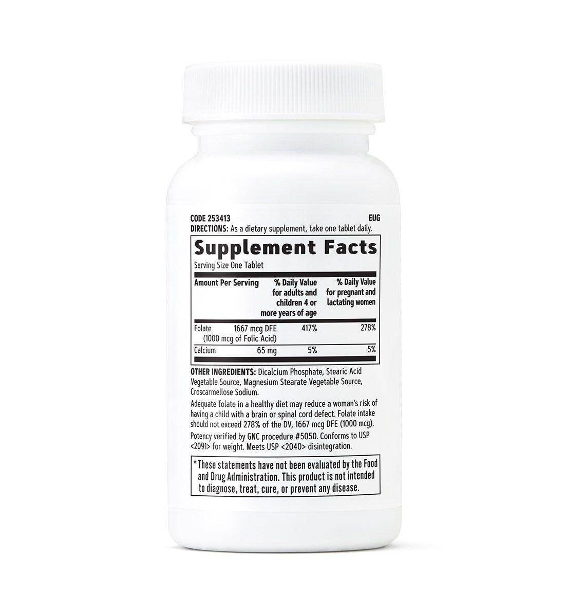 GNC Folic Acid 1000mcg (100 Tablets) - Vitamins House GNC Folic Acid 1000mcg (100 Tablets) - Vitamins House