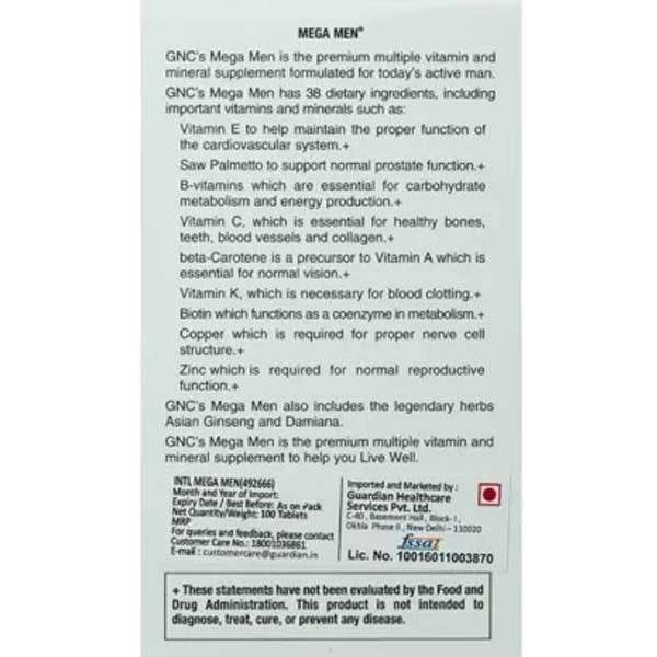 GNC Mega Men Time Release 100CT - Vitamins House GNC Mega Men Time Release 100CT - Vitamins House