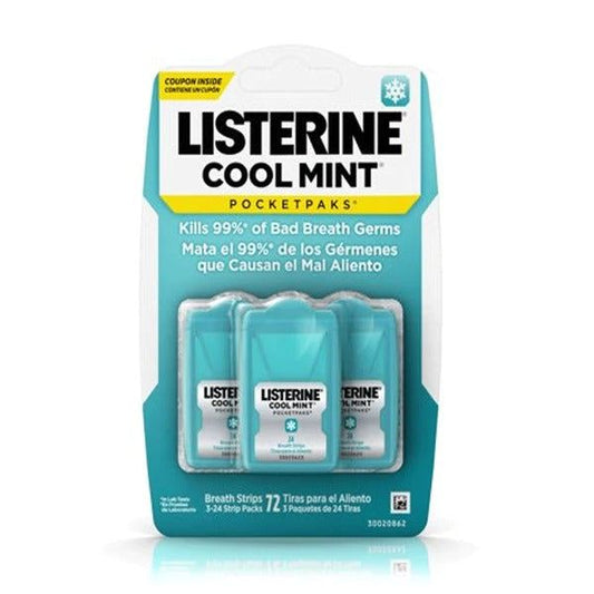 Listerine Cool Mint Pocket Paks - Pack of 24 Strips, 3 Ct - Vitamins House