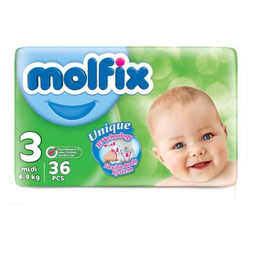 Molfix Diapers Size 3 (Midi), 36 Ct - Vitamins House