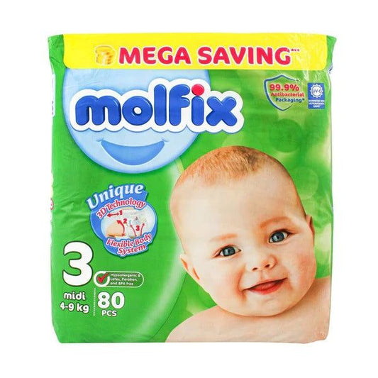 Molfix Diapers Size 3 (Midi), 80 Ct - Vitamins House