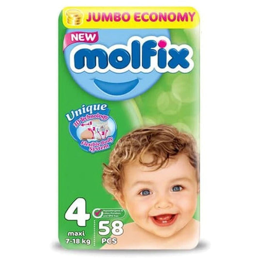 Molfix Diapers Size 4 (Maxi), 58 Ct - Vitamins House