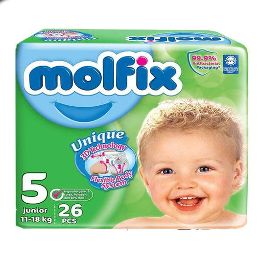 Molfix Diapers Size 5 (Junior), 26 Ct - Vitamins House