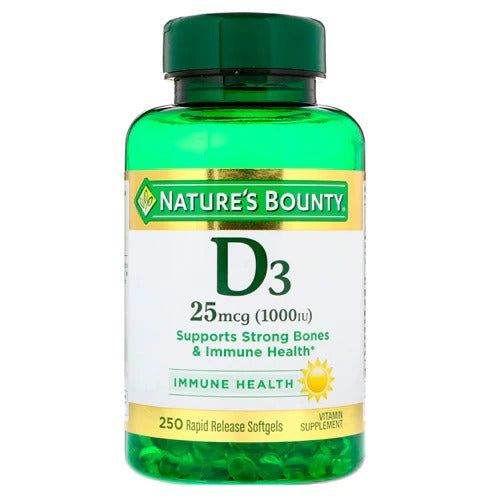 Nature's Bounty Vitamin D3 1000 IU, 250 Ct - Vitamins House