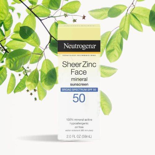 Neutrogena Sheer Zinc Face Mineral Sunscreen Broad Spectrum Spf 50 59Ml - Vitamins House