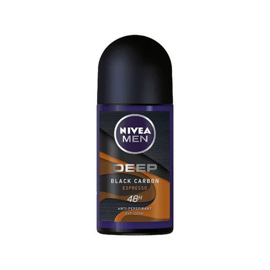 Nivea Men Deep Black Carbon Espresso Anti-Perspirant Deodorant Roll-on, 50ml - Vitamins House