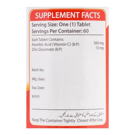 Nutrifactor Nutra-C 500mg Plus Zinc, 60 Ct - Vitamins House