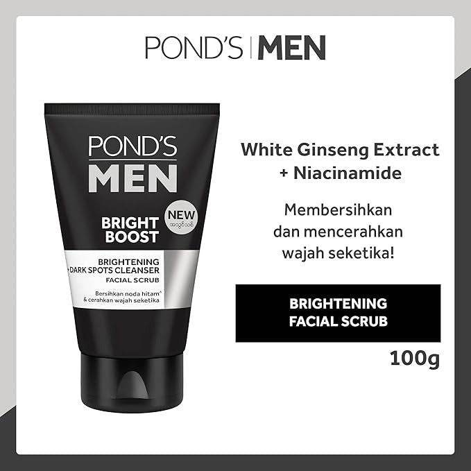 Pond's Men Bright Boost Facial Scrub, 100g - Vitamins House Pond's Men Bright Boost Facial Scrub, 100g - Vitamins House