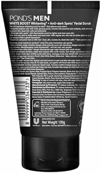 Pond's Men Bright Boost Facial Scrub, 100g - Vitamins House Pond's Men Bright Boost Facial Scrub, 100g - Vitamins House