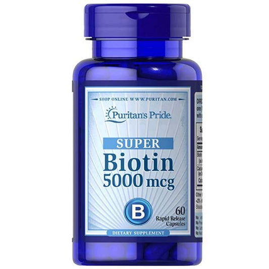 Puritan's Pride Super Biotin Capsules 5000 mcg, 60 Ct - Vitamins House
