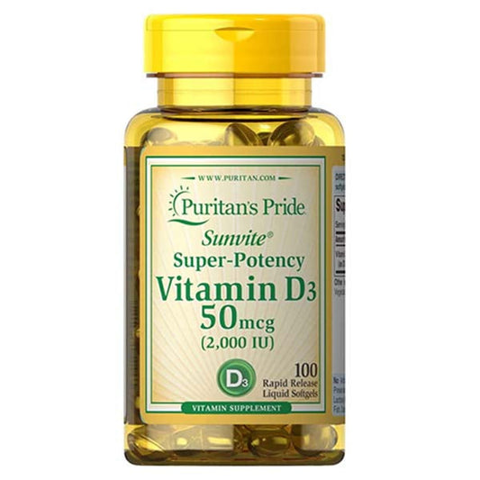 Puritan's Pride Vitamin D3 50 mcg (2000 IU), 100 Ct - Vitamins House