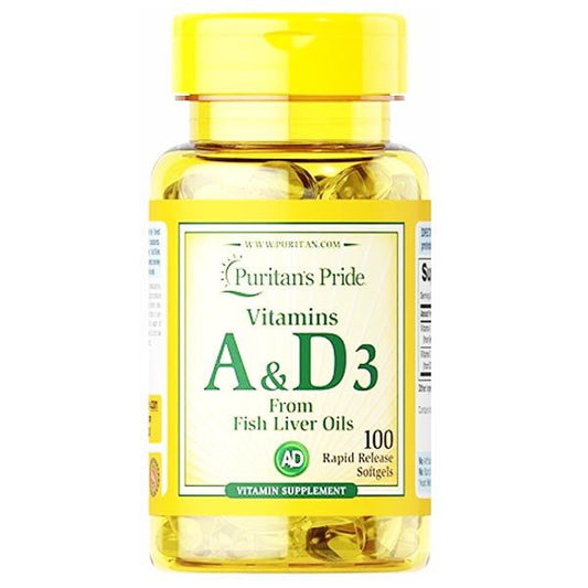 Puritan's Pride Vitamins A & D3, 100 Ct - Vitamins House