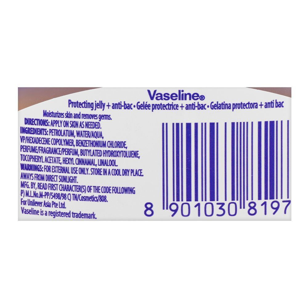 Vaseline 2-in-1 Skin Moisturizing + Anti Bacterial Petroleum Jelly, 100ml - Vitamins House Vaseline 2-in-1 Skin Moisturizing + Anti Bacterial Petroleum Jelly, 100ml - Vitamins House