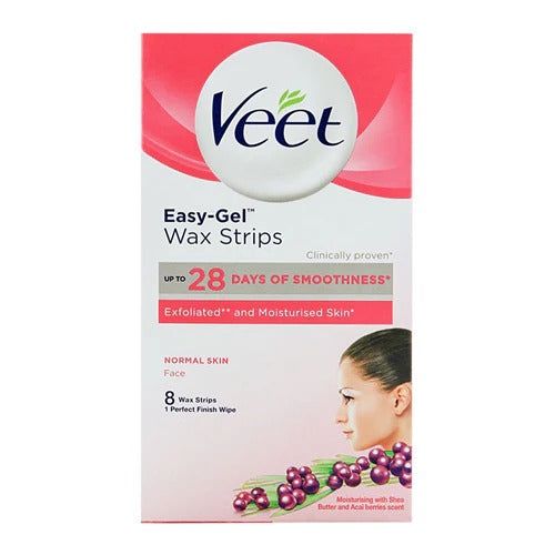Veet Easy Gel Face Wax Strips for Normal Skin, 8 Ct - Vitamins House