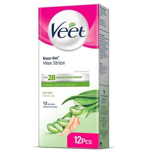 Veet Easy Gel Wax Strips for Dry Skin, 12 Ct - Vitamins House