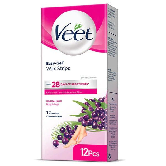Veet Easy Gel Wax Strips for Normal Skin, 12 Ct - Vitamins House