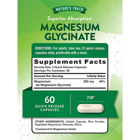 Nature's Truth Magnesium Glycinate 200mg 60 Ct