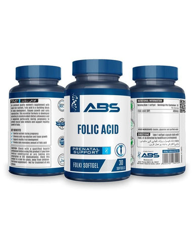 ABS Folic Acid 400mcg, 30 Ct - Vitamins House