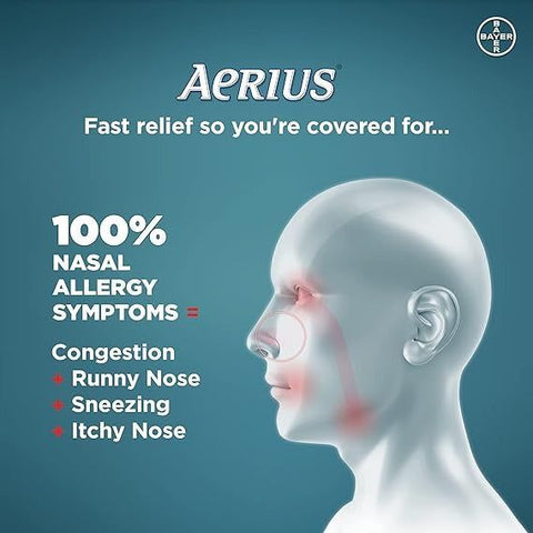 Aerius Allergy Medicine, Fast Relief, 24-Hour, Non-Drowsy, 15 Symptoms, 80 Tablets - Vitamins House