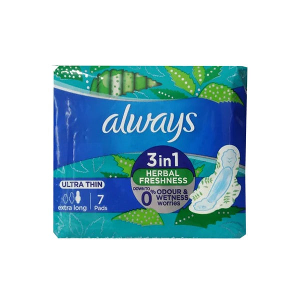 Always 3-in-1 Ultra Thin (Extra Long) Sanitary Pads, 7 Ct