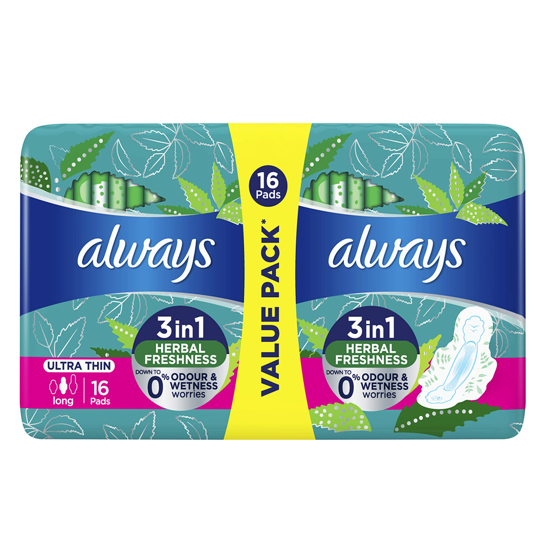 Always 3-in-1 Ultra Thin (Long) Sanitary Pads, 16 Pads