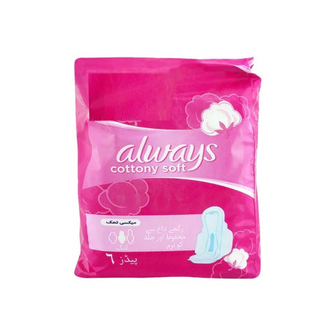Always Cottony Soft Maxi Thick (Long) Sanitary Pads, 6 Ct