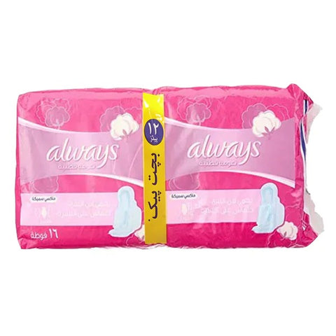 Always Cottony Soft Maxi Thick (Long) Sanitary Pads, 12 Ct