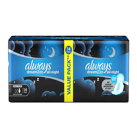 Always Dreamzzz All Night Maxi Thick (Extra Long-Night) Sanitary Pads, 14 Ct