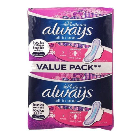 Always Platinum Ultra Thin (Long) Sanitary Pads, 14 Ct - Vitamins House