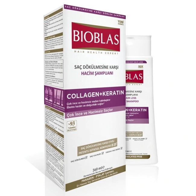BIOBLAS COLLAGEN+ KERATIN ANTI-HAIR LOSS SHAMPOO 360ML - Vitamins House