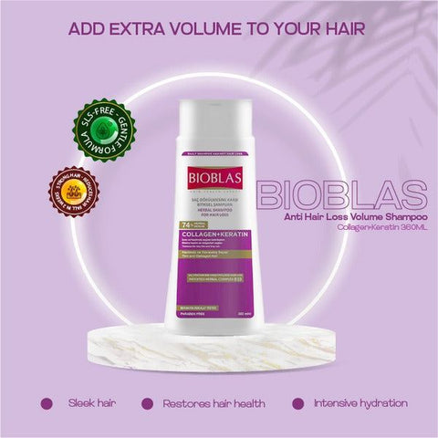 BIOBLAS COLLAGEN+ KERATIN ANTI-HAIR LOSS SHAMPOO 360ML - Vitamins House
