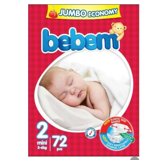 Bebem Baby Diaper Size 2 (Mini), 72 Ct - Vitamins House
