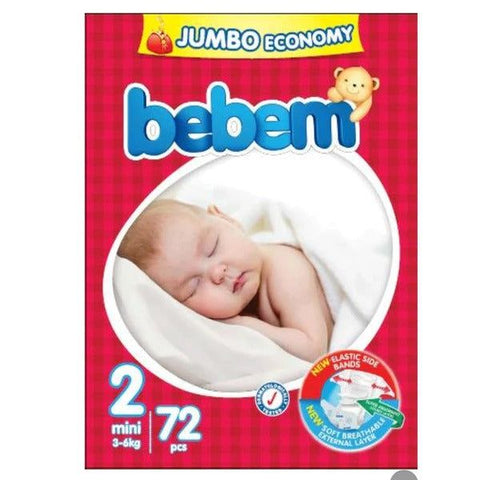Bebem Baby Diaper Size 2 (Mini), 72 Ct - Vitamins House