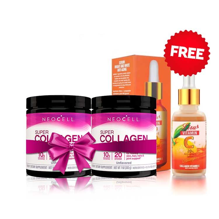 Bundle Pack – NeoCell Super Collagen Powder + Vitamin C Collagen Serum - Vitamins House