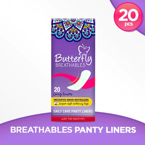 Butterfly Breathable Panty Liners (Long), 20 Ct