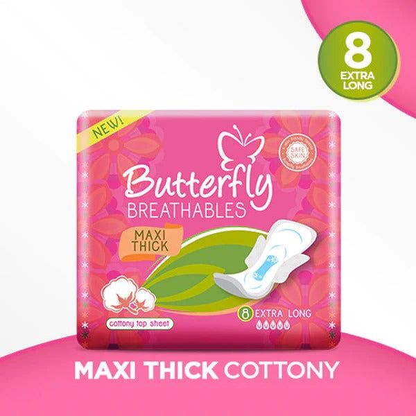 Butterfly Breathable Maxi Thick Cottony Top Sheet (Extra Long), 8 Ct - Vitamins House
