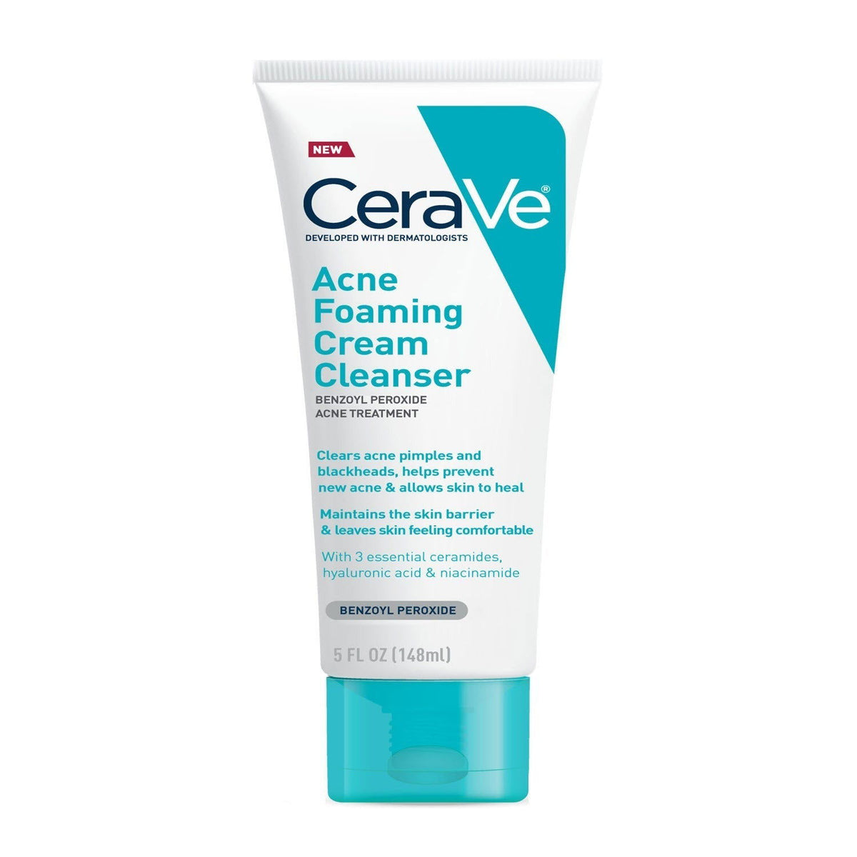 Cerave Acne Foaming Cream Cleanser 4% Benzoyl Peroxide Acne Treatment 150Ml - Vitamins House
