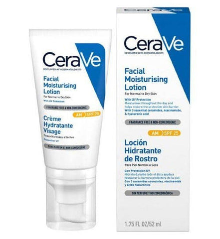 Cerave Facial Moisturising Lotion AM Spf 25 For Normal To Dry Skin 52Ml - Vitamins House