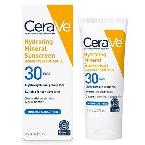 Cerave Haydrating Mineral Sunscreen Broad Spectrum Spf 30 Face 75Ml - Vitamins House