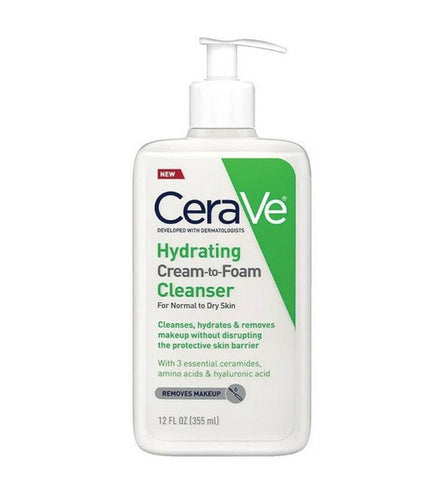 Cerave Hydrating Cream To Foam Cleanser For Normal To Dry Skin 355Ml - Vitamins House
