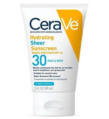 Cerave Hydrating Sheer Sunscreen Spf 30 Face & Body 89Ml - Vitamins House